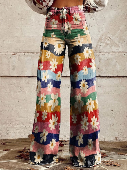 Retro Flower | Vintage Flared Pants