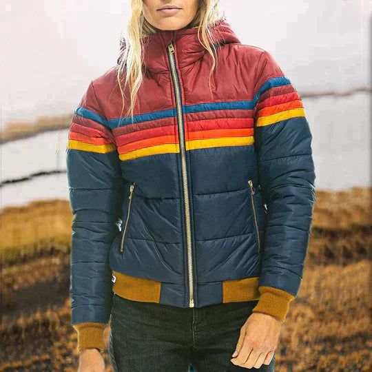 Eliza Quilted Print Jacket - Navy Blue