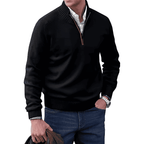 Luke Polished Zip-Up Sweater - Black