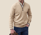 Luke Polished Zip-Up Sweater - Beige