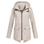 Francine Long Hooded Raincoat - Apricot