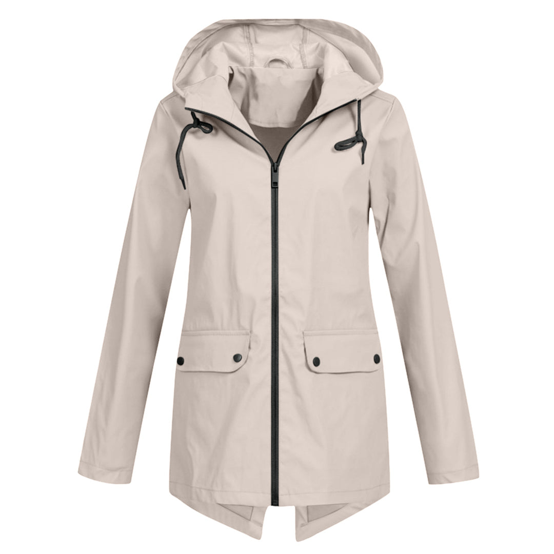 Francine Long Hooded Raincoat - Apricot