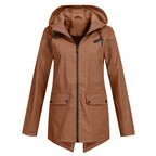 Francine Long Hooded Raincoat - Coffee