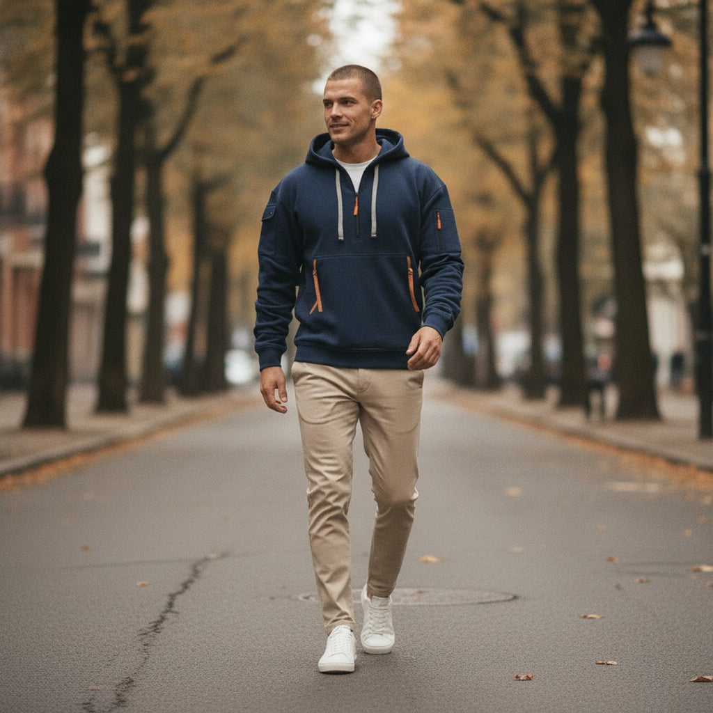 Declan | Men's Half-Zip Utility Hooded Hoodie